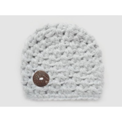 Crochet winter baby boy hat, Hat for boy gray, Wool newborn beanie