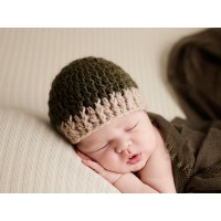 Dark green crochet newborn hat, Baby boy hat, Hospital baby boy hat outfit