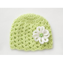 Pistachio green baby girl flower hat 