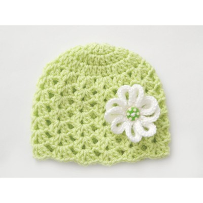 Pistachio green baby girl flower hat 