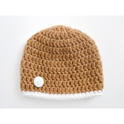Brown crochet baby boy outfit, Newborn boy beanie, Crochet boy hospital hats