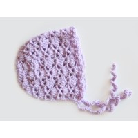 Lilac crochet baby girl bonnet