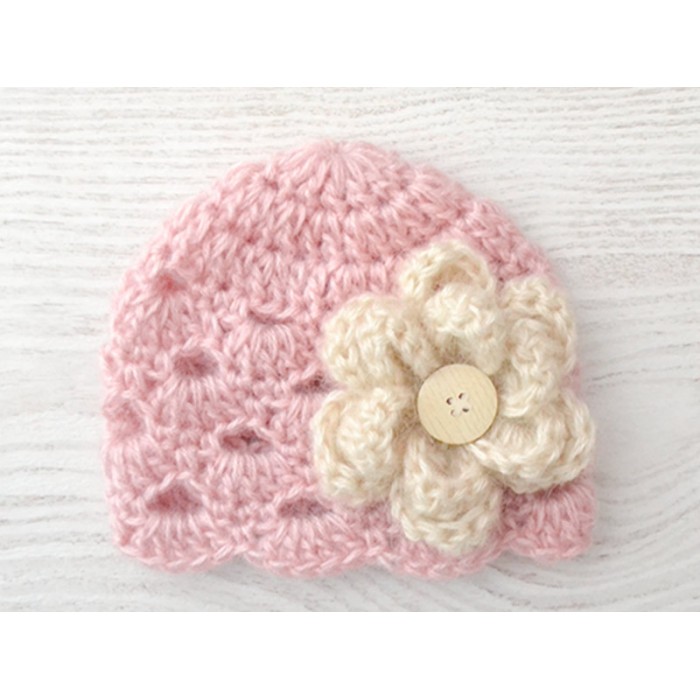 Mauve baby girl flower hat, Newborn outfit