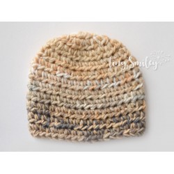 Beige newborn boy crochet hat, Baby boy hat, Winter newborn boy outfit