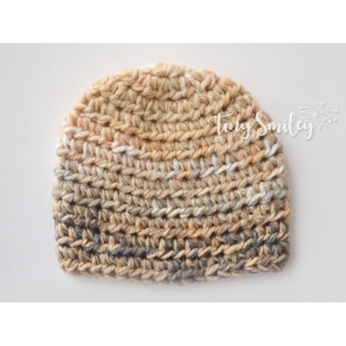 Beige newborn boy crochet hat, Baby boy hat, Winter newborn boy outfit