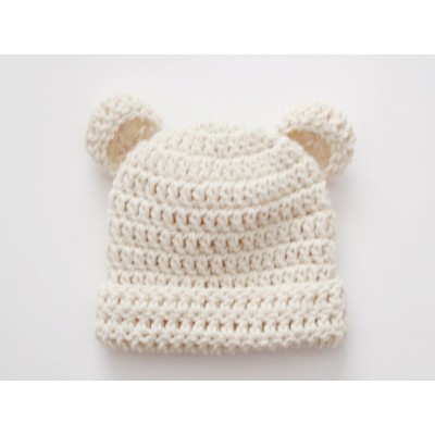 Wool baby bear hat with ears, Baby girl boy bear hat, Tinysmiley