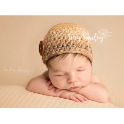 Newborn crochet boy hat, Beige baby boy beanie, Winter baby boy hats