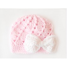 Pink crochet baby girl beanie, Pink baby girl hat, Crochet girl newborn girl  hat