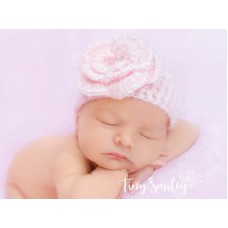 Flower pink hat for baby girl, Tinysmiley