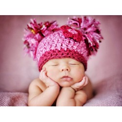Wool crochet hat girl, Crochet newborn girl beanie, Wool baby hat, Pink