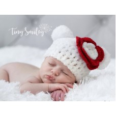 White polar bear baby hat, Crochet white bear hat, Bear ears hats, Tinysmiley