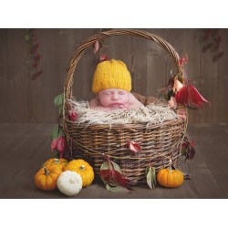 Pumpkin knit baby girl boy hat, Wool mustard knit baby hat 