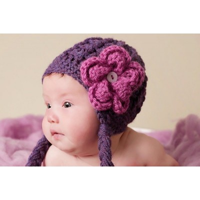 Purple baby girl hat, Purple girl beanie