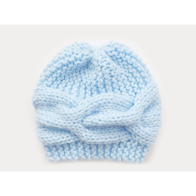 Knit sky blue girl boy hat, Winter cable hand knitted beanie
