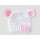 Crochet bear white girl hat with ears, Bear newborn baby hat with little heart