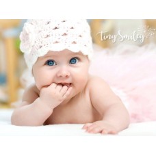 White shell baby girl hat, Crochet newborn girl beanie hat with flower