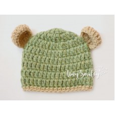 Wool bear ears crochet beanie, Winter bear ears baby hat