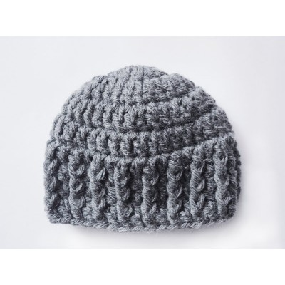 Wool gray baby hats, Dark Gray newborn beanie, Chunky crochet baby hat