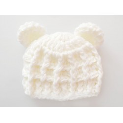 Cream bear hat, Newborn bear hat baby, Winter bear crochet animal hats