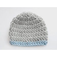 Winter wool boy hat, Gray boy hat, Gray newborn beanie, Chunky crochet boy hat