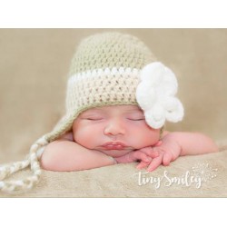 Earflap baby girl hat, Crochet baby hat