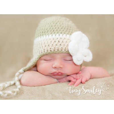 Earflap baby girl hat, Crochet baby hat