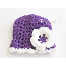 Purple baby girl beanie, Crochet girl  flower hat, Girl crochet outfit