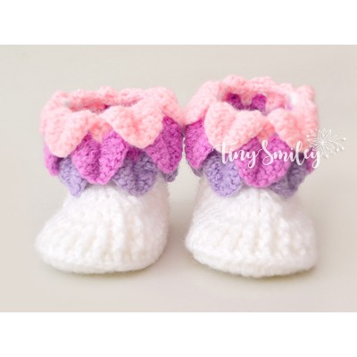 Crocodile stitch newborn baby boots, Crochet newborn boots