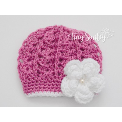 Raspberry baby girl hat