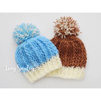 Twin baby boy pompom hats, Hospital outfit, Crochet twin hats