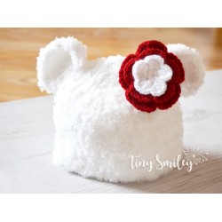 Baby white bear hat, Crochet Teddy Bear hat, Newborn bear outfit