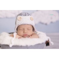 Earflap baby pilot crochet hat, Newborn aviator hat, Winter  aviator baby hat