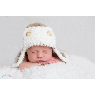 Crochet aviator hat, Beige newborn aviator hat, Hats baby boy, Tinysmiley
