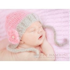Mohair baby girl bonnet, Flower pink newborn bonnet, Tinysmiley