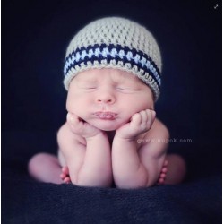 Crochet striped baby boy hat, Newborn baby boy hat gray, Hats for boys crochet