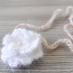 Flower mohair baby headband, Baby tie, Newborn headband