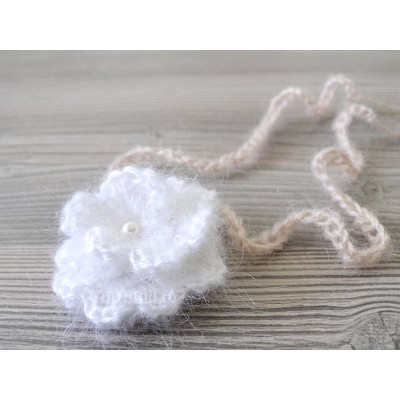 Flower mohair baby headband, Baby tie, Newborn headband